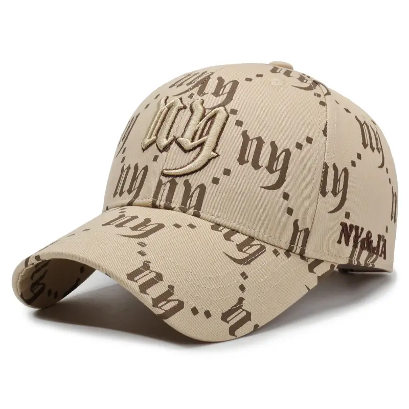 Unisex Embroidered Letter Cap Brown Spring Autumn - Image 11