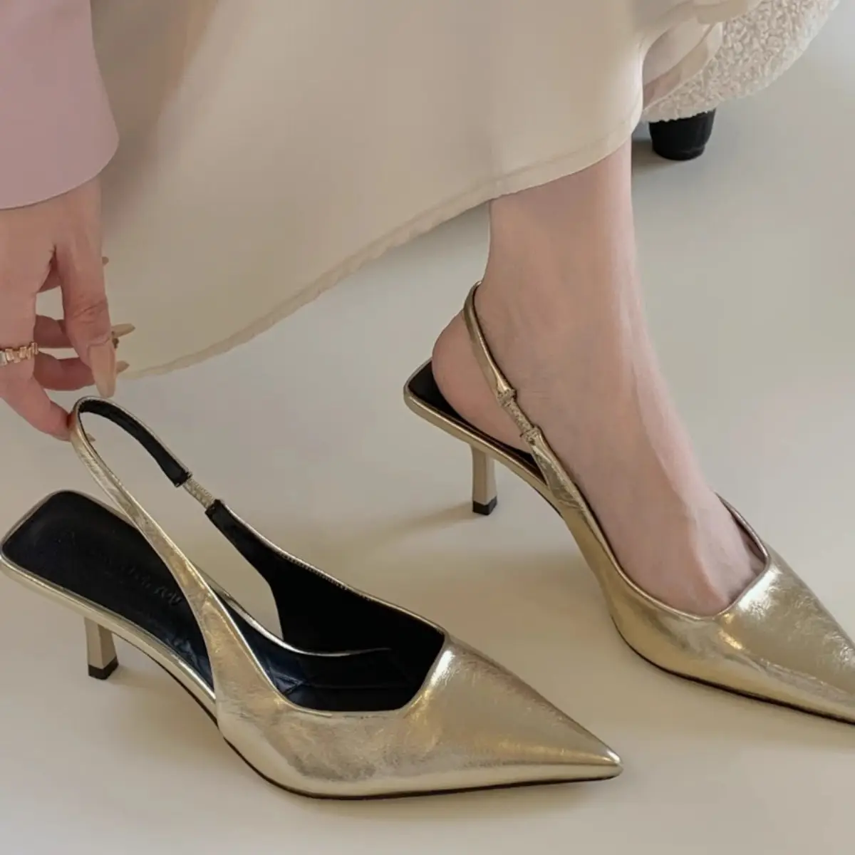 Silver Pointed Toe High Heels 2025 French Style