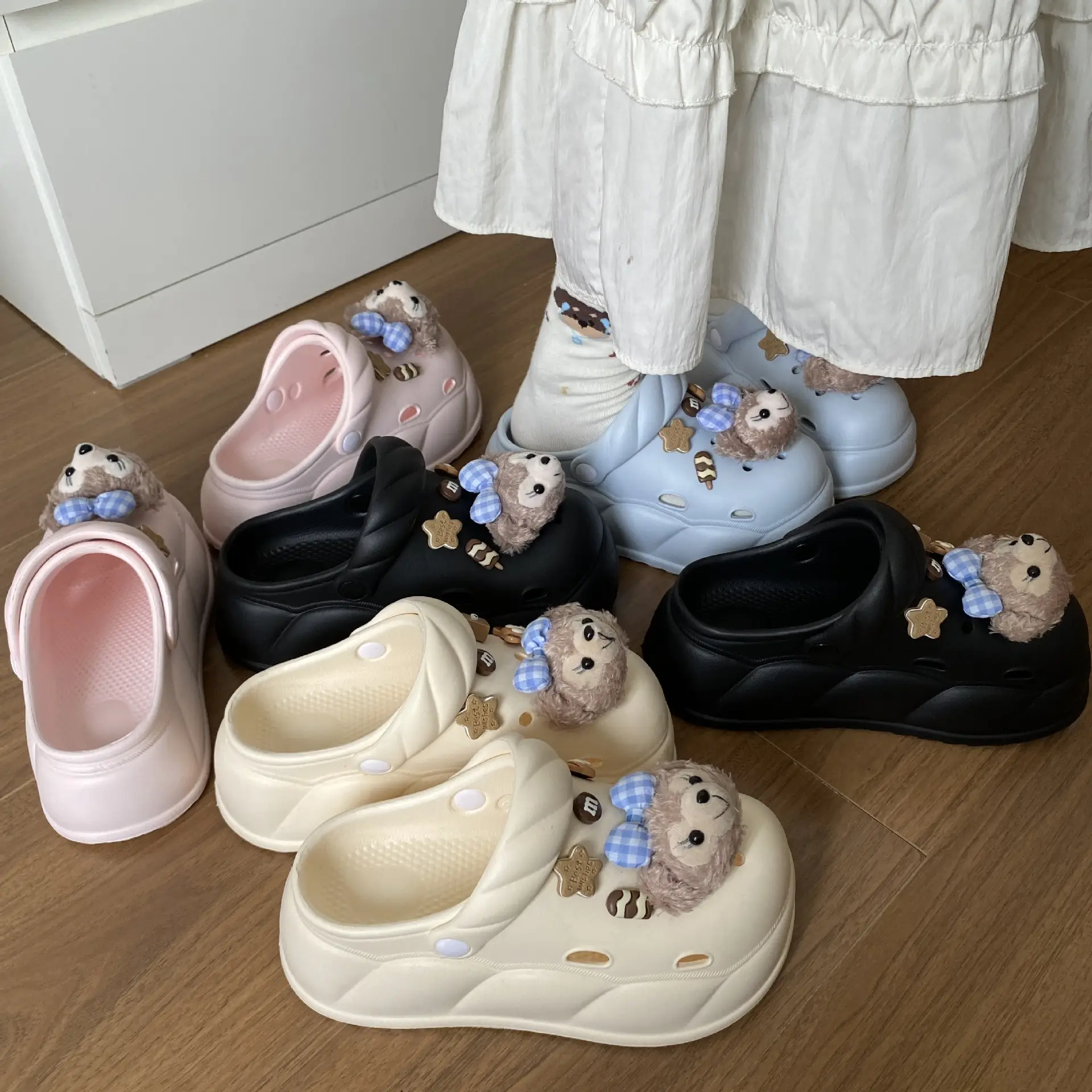 Eva Crocs 2025 Women's Breathable Crocs with Bear Design