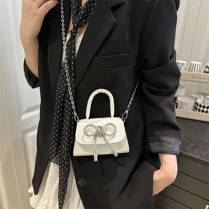 Pink Bow Chain Crossbody Bag for Women - Image 7