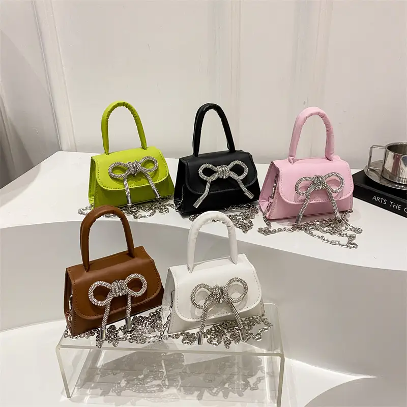Pink Bow Chain Crossbody Bag for Women - Image 9