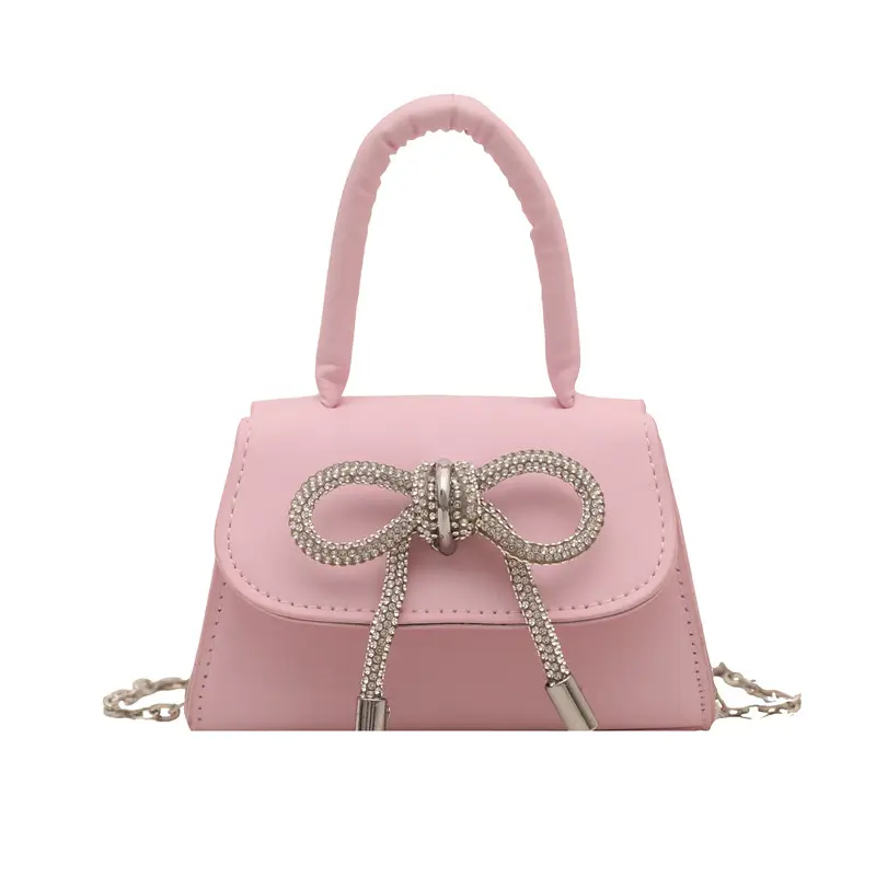 Pink Bow Chain Crossbody Bag for Women - Image 10