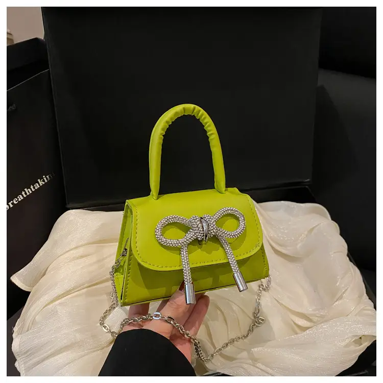 Pink Bow Chain Crossbody Bag for Women - Image 3