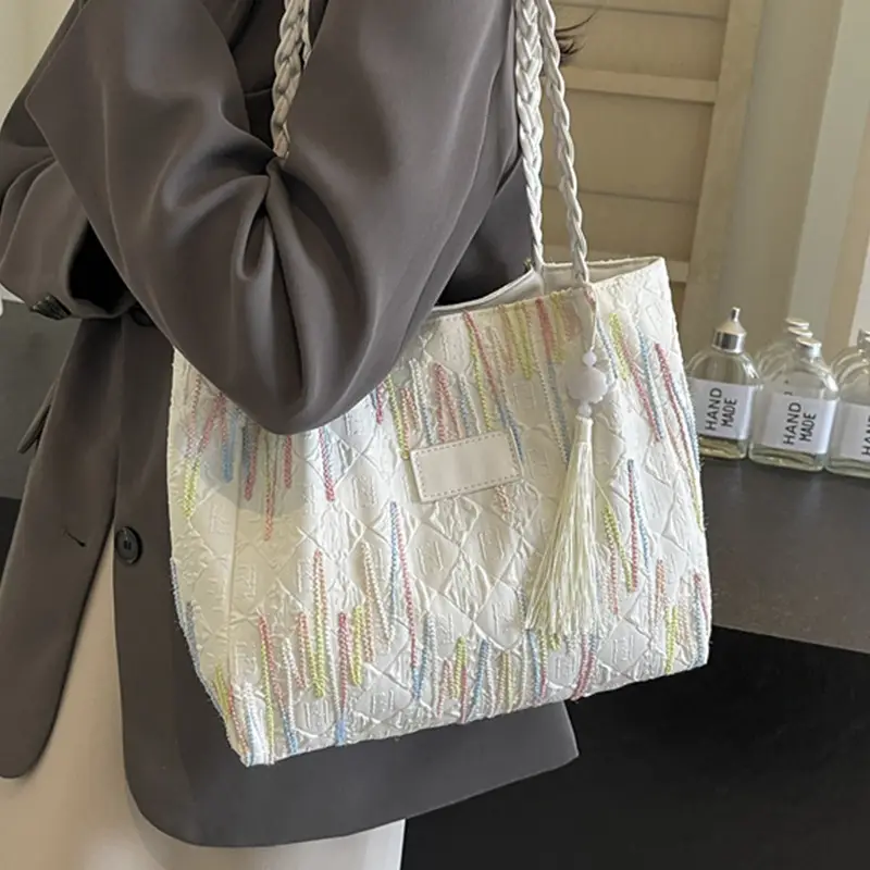 Yellow Canvas Tote Bag for Women Large Capacity Summer Commute