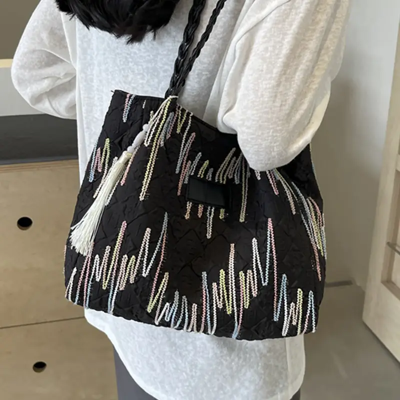 Yellow Canvas Tote Bag for Women Large Capacity Summer Commute