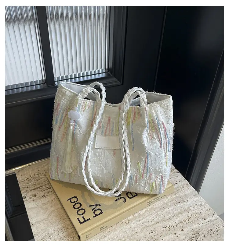 Yellow Canvas Tote Bag for Women Large Capacity Summer Commute — feature 1