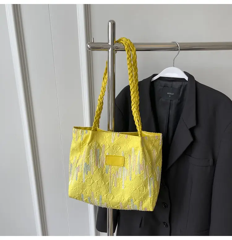 Yellow Canvas Tote Bag for Women Large Capacity Summer Commute — feature 11