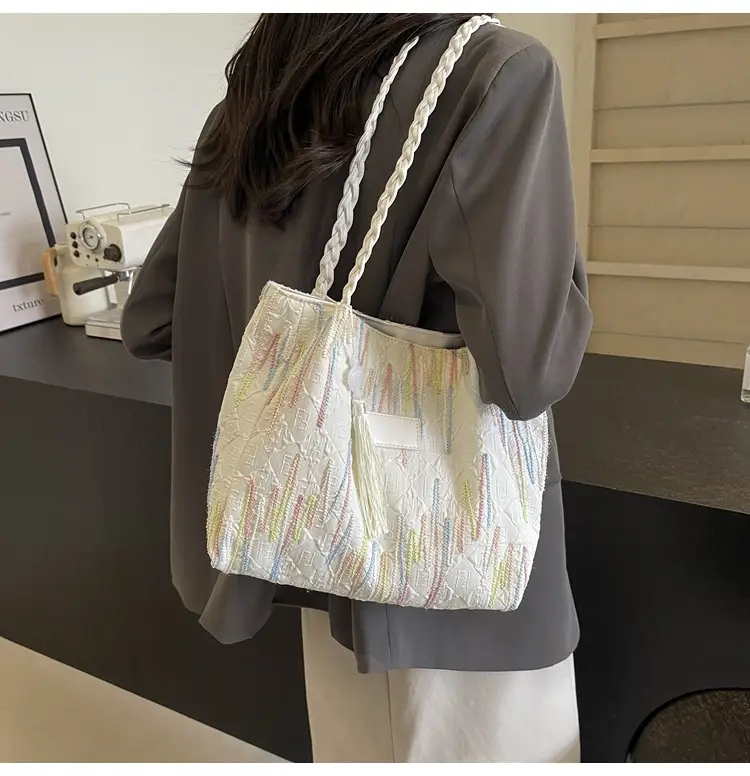Yellow Canvas Tote Bag for Women Large Capacity Summer Commute — feature 16