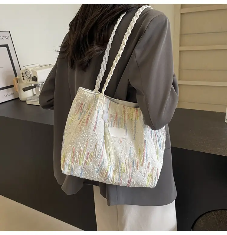 Yellow Canvas Tote Bag for Women Large Capacity Summer Commute — feature 17