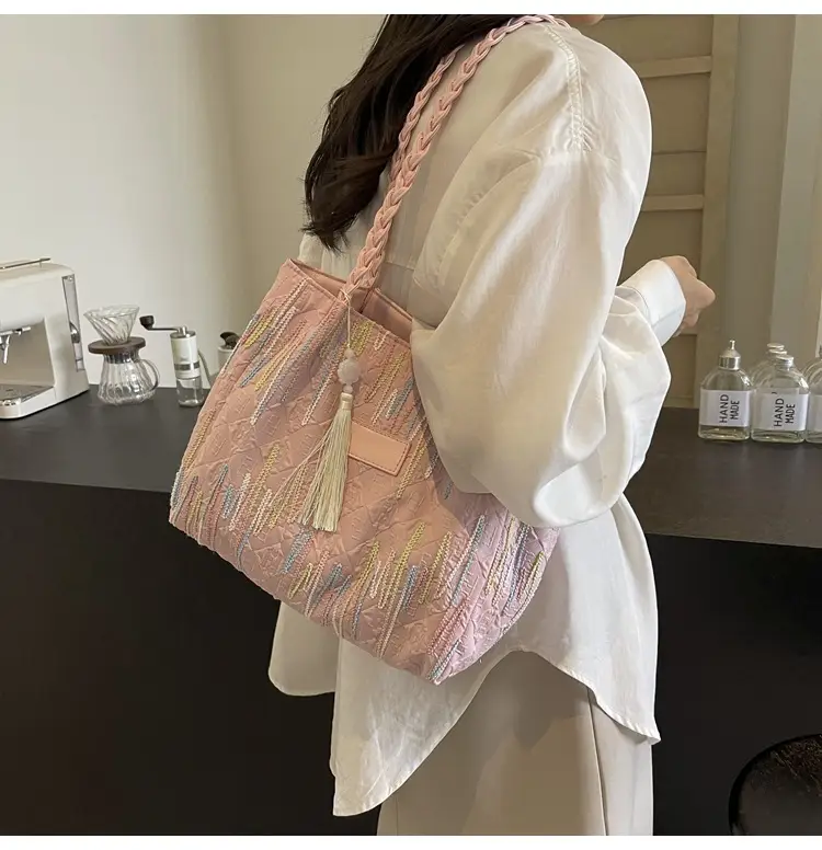 Yellow Canvas Tote Bag for Women Large Capacity Summer Commute — feature 20