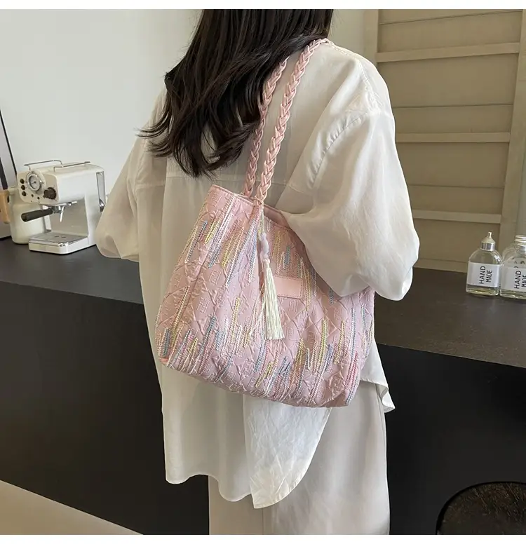Yellow Canvas Tote Bag for Women Large Capacity Summer Commute — feature 22