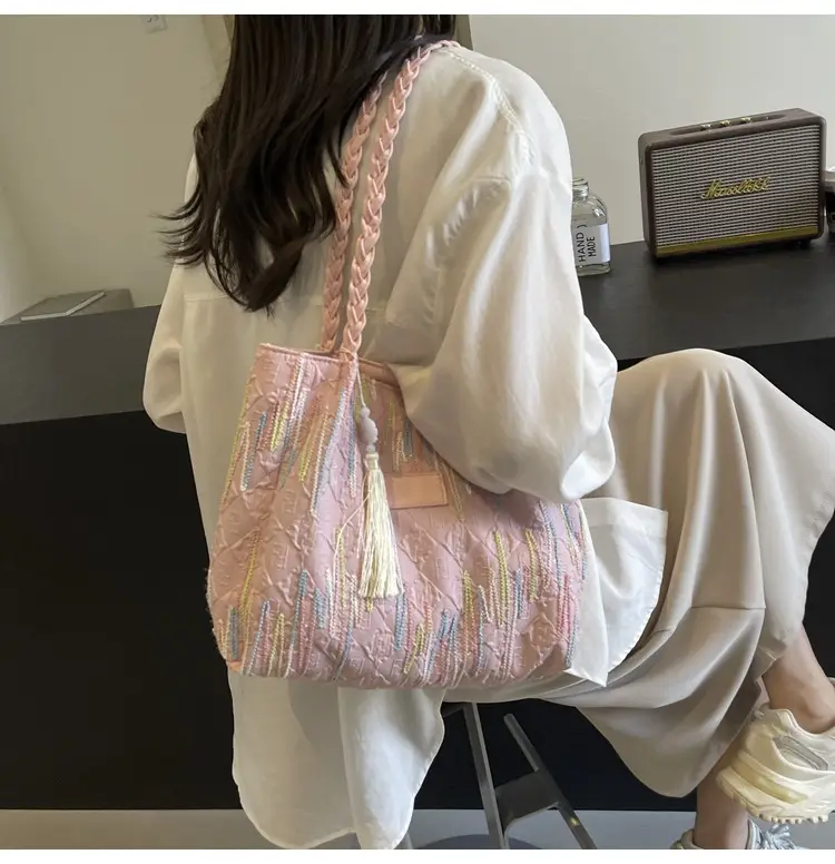 Yellow Canvas Tote Bag for Women Large Capacity Summer Commute — feature 23