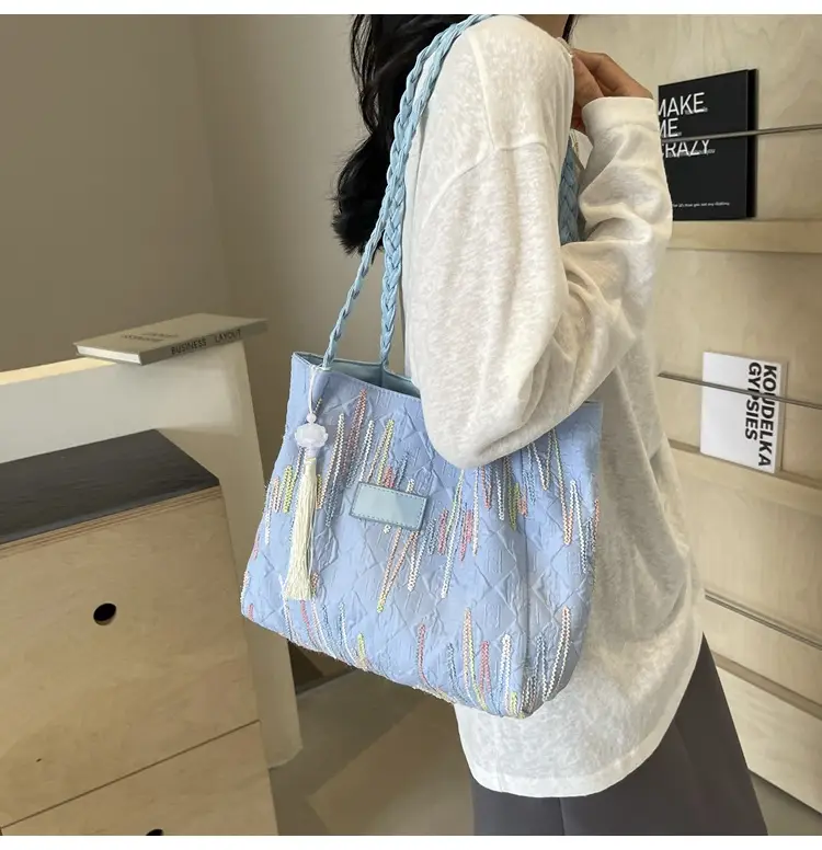 Yellow Canvas Tote Bag for Women Large Capacity Summer Commute — feature 26