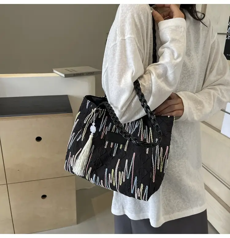 Yellow Canvas Tote Bag for Women Large Capacity Summer Commute — feature 31
