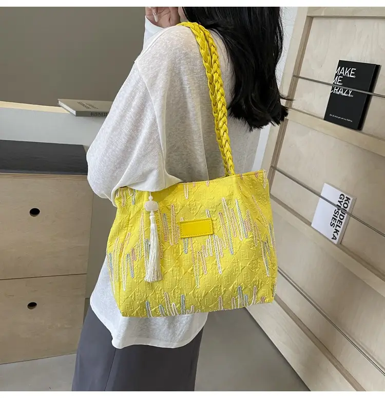 Yellow Canvas Tote Bag for Women Large Capacity Summer Commute — feature 37