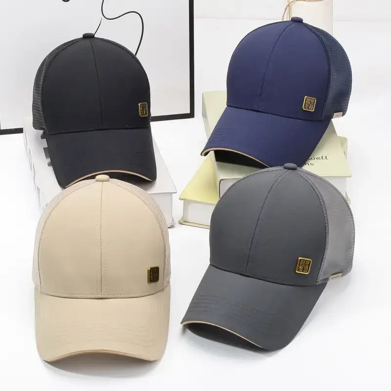 Men's Black Mesh Sun Hat with Gold Logo