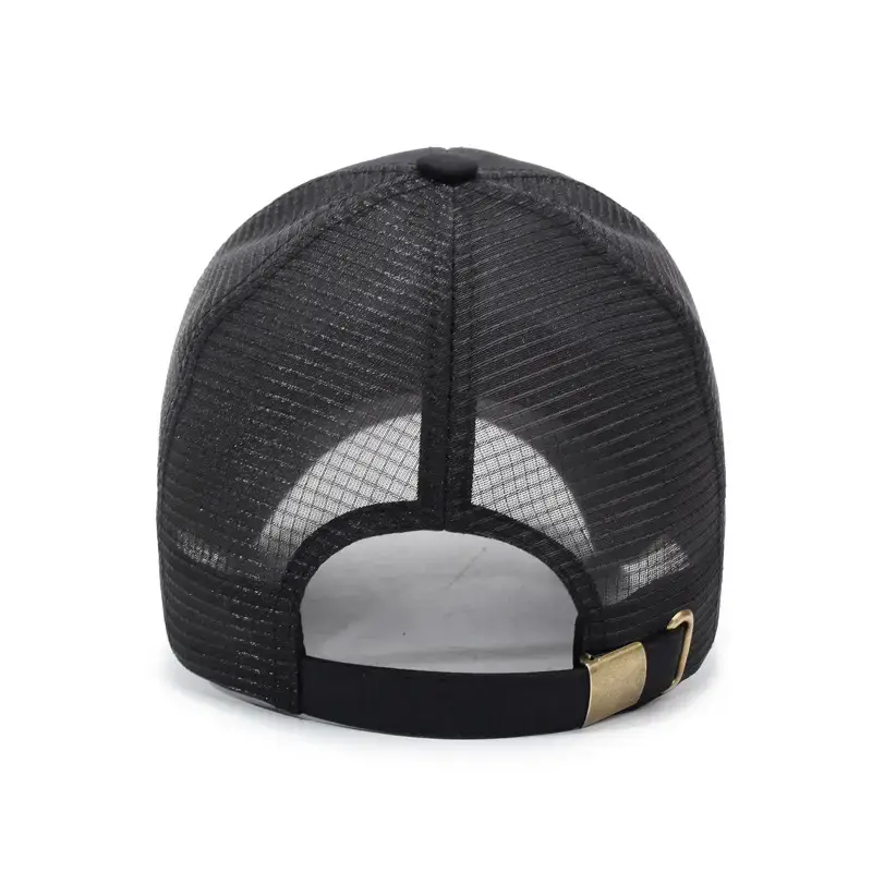 Men's Black Mesh Sun Hat with Gold Logo
