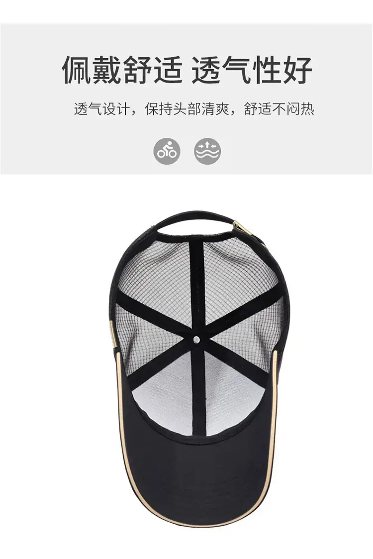 Men's Black Mesh Sun Hat with Gold Logo — feature 8