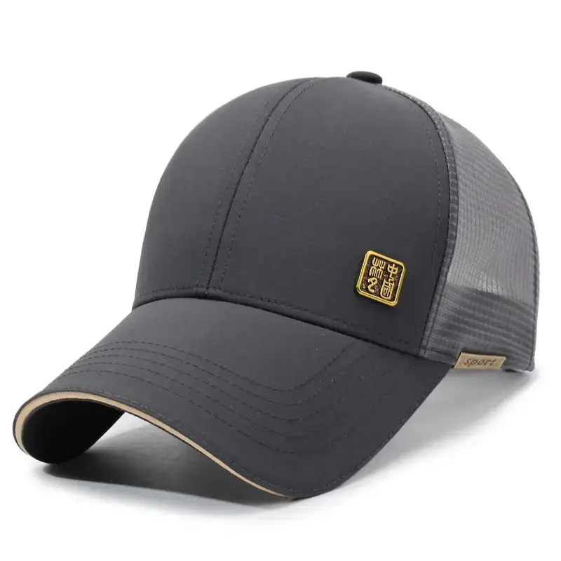 Men's Black Mesh Sun Hat with Gold Logo