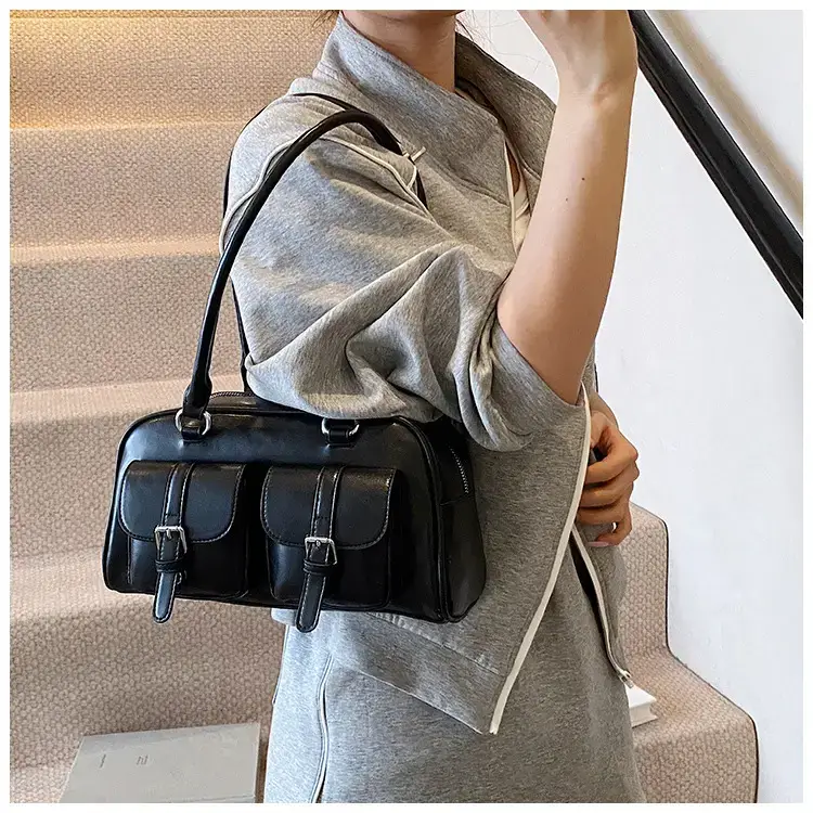 Women's Retro Multi-Flap Shoulder Bag Beige 2025 — feature 19