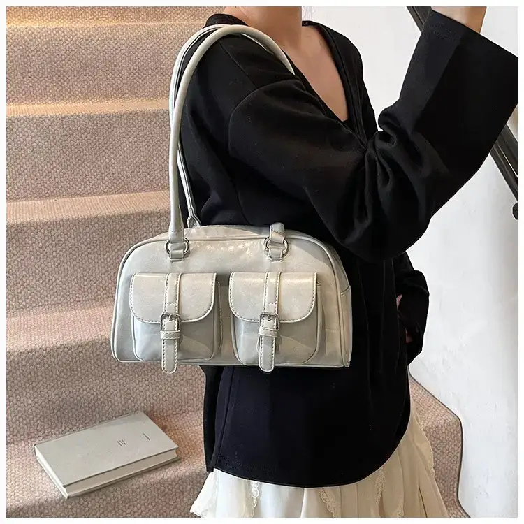 Women's Retro Multi-Flap Shoulder Bag Beige 2025 — feature 28