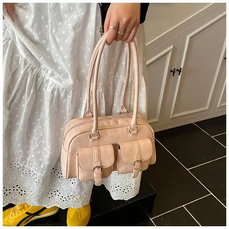 Women's Retro Multi-Flap Shoulder Bag Beige 2025 — feature 30