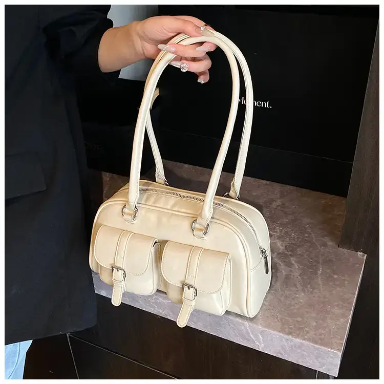 Women's Retro Multi-Flap Shoulder Bag Beige 2025 — feature 37