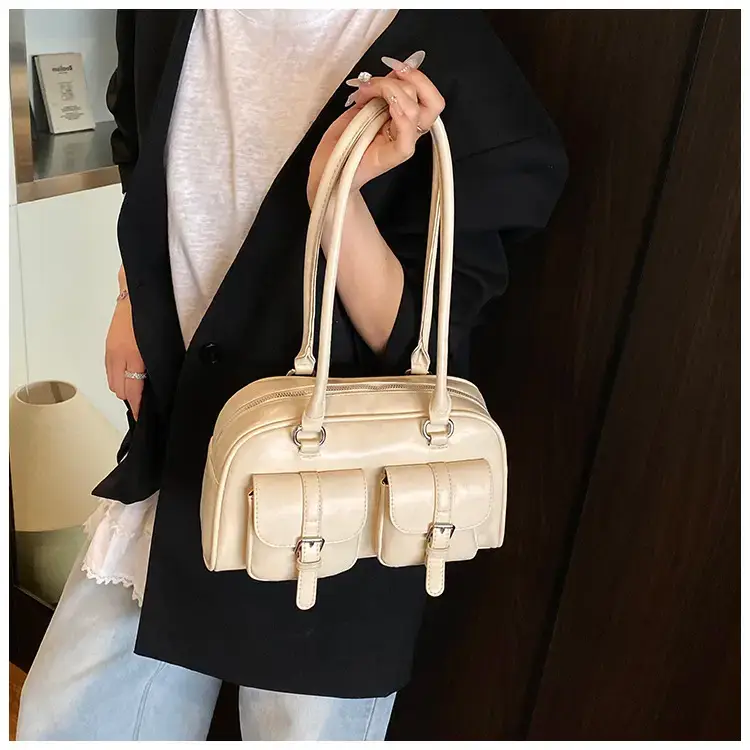 Women's Retro Multi-Flap Shoulder Bag Beige 2025 — feature 39