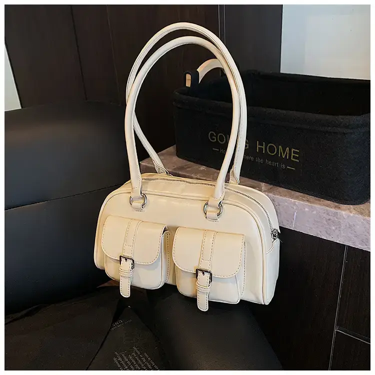 Women's Retro Multi-Flap Shoulder Bag Beige 2025 — feature 46