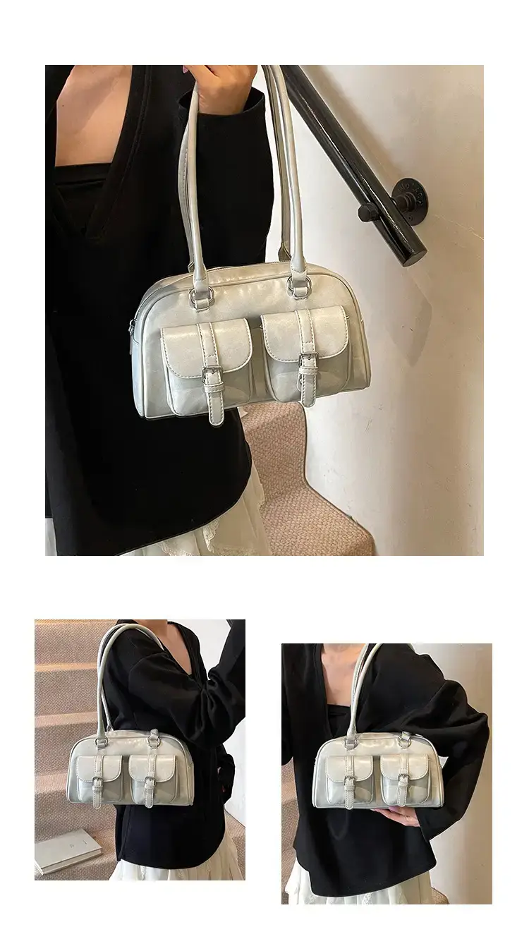 Women's Retro Multi-Flap Shoulder Bag Beige 2025 — feature 5