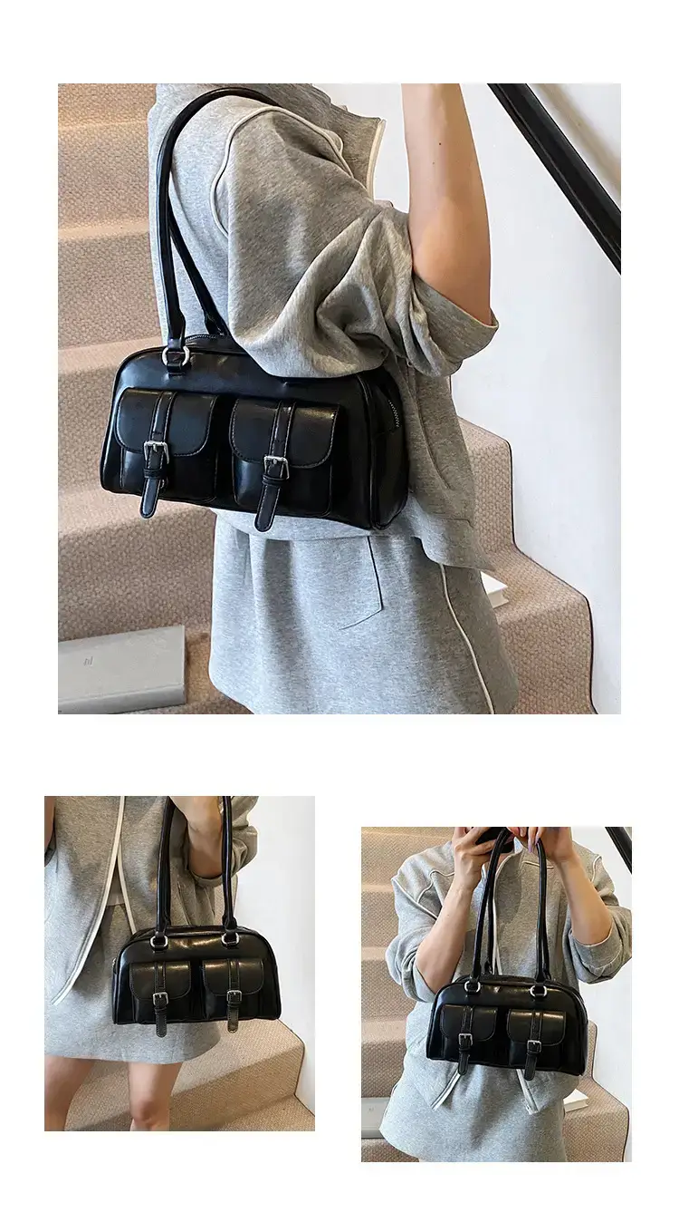 Women's Retro Multi-Flap Shoulder Bag Beige 2025 — feature 7