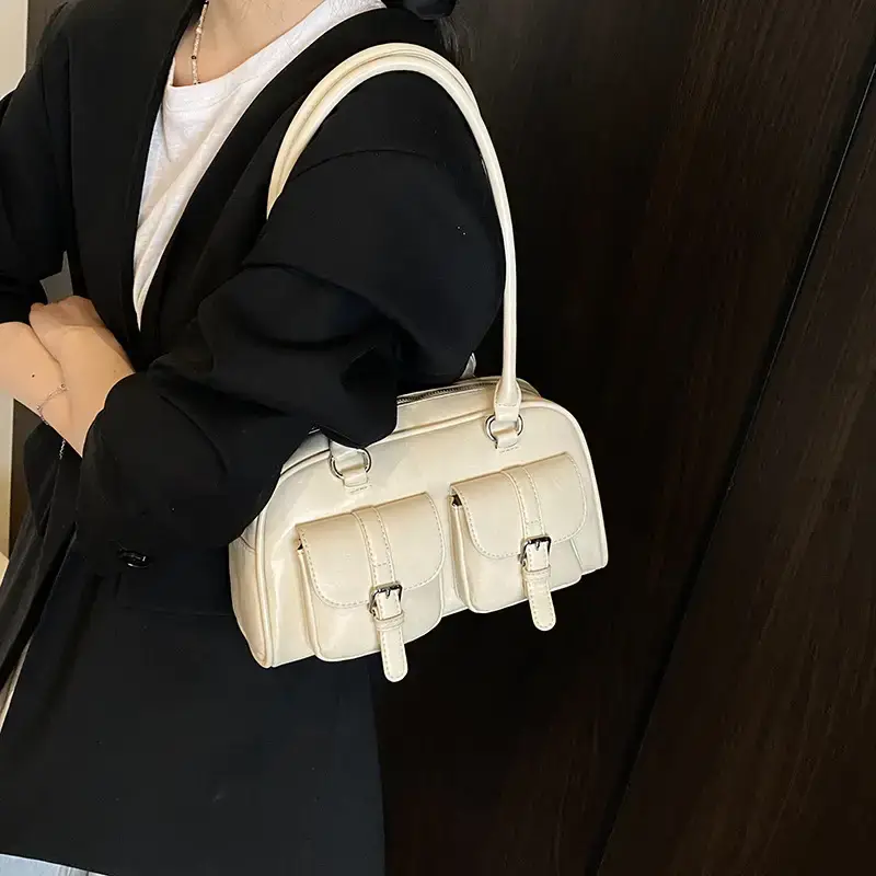 Women's Retro Multi-Flap Shoulder Bag Beige 2025 - Image 6