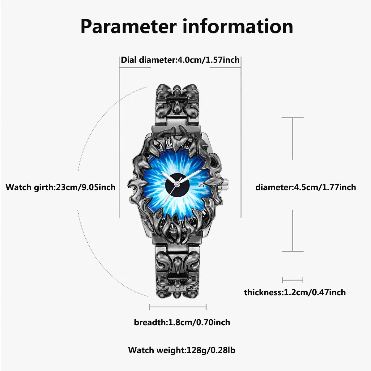 Men's Alien Blue Glass Watch with Eagle Claw Bracelet — feature 5
