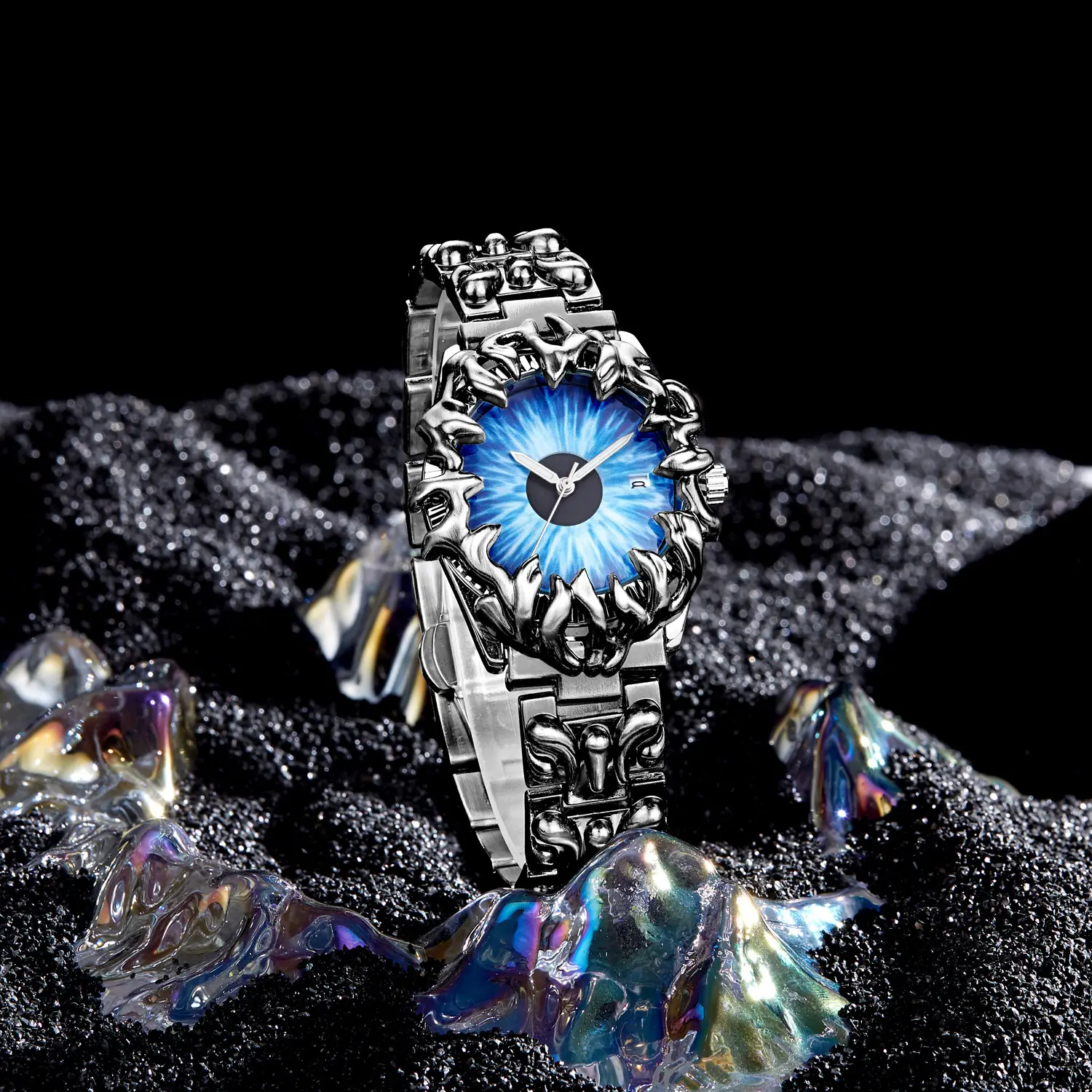 Men's Alien Blue Glass Watch with Eagle Claw Bracelet — feature 6