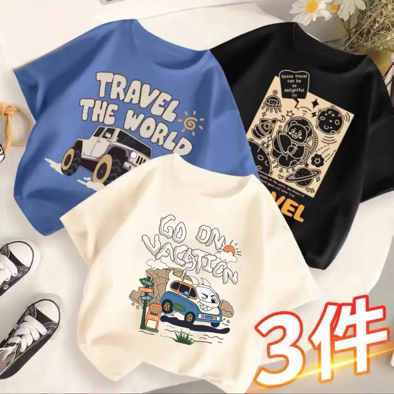 Children's T-Shirts Set 3 Pcs Summer 2024 - Image 12