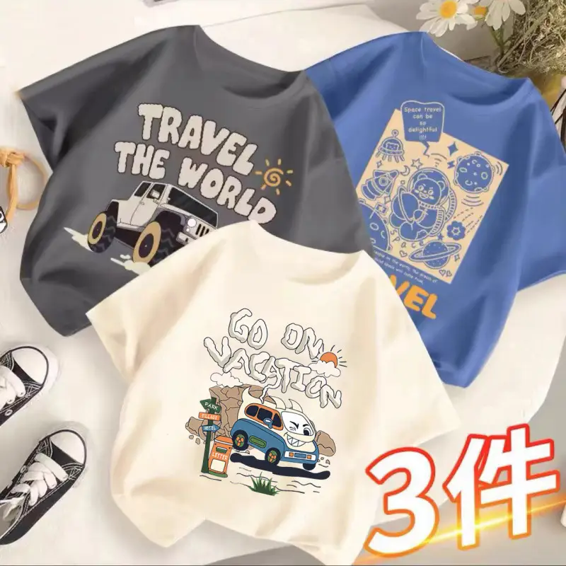 Children's T-Shirts Set 3 Pcs Summer 2024 - Image 13