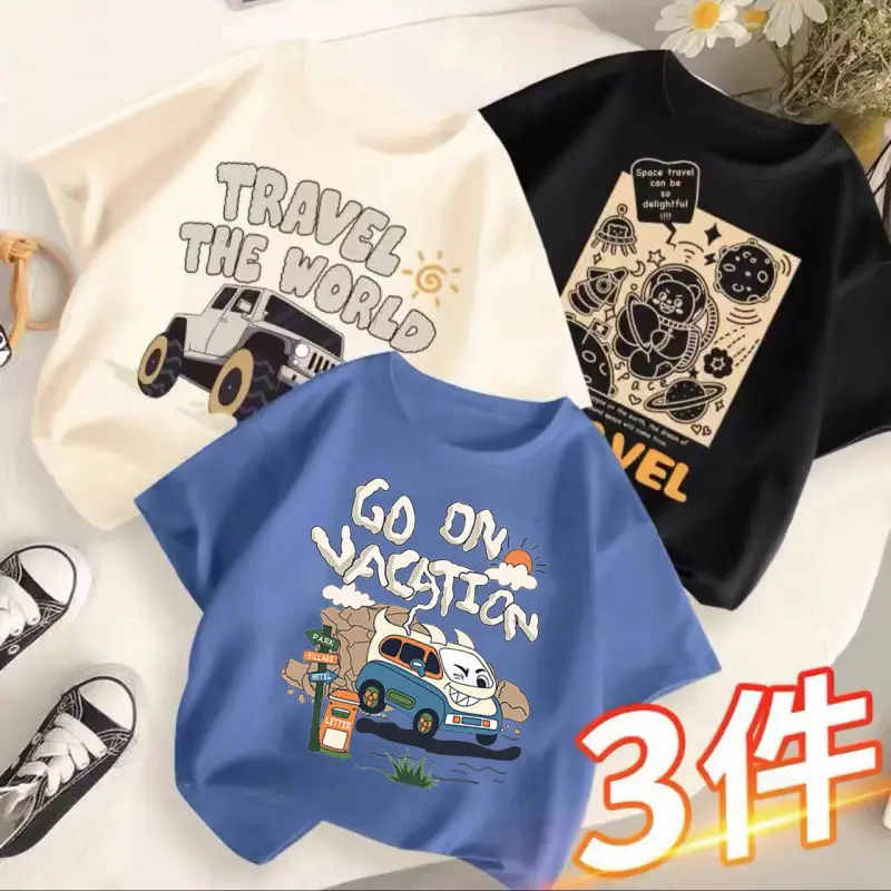 Children's T-Shirts Set 3 Pcs Summer 2024 - Image 14