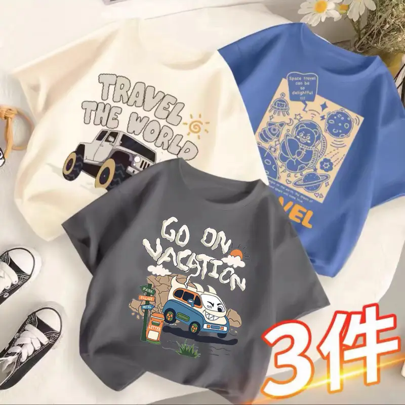 Children's T-Shirts Set 3 Pcs Summer 2024 - Image 17