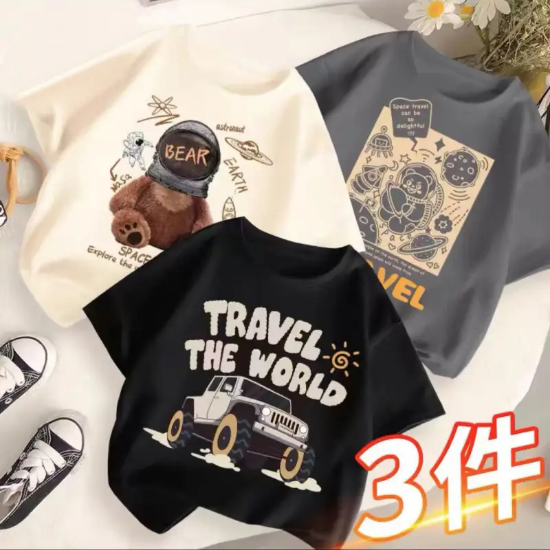 Children's T-Shirts Set 3 Pcs Summer 2024 - Image 19
