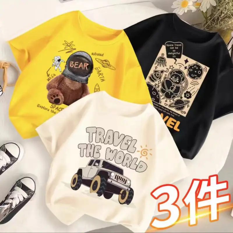 Children's T-Shirts Set 3 Pcs Summer 2024 - Image 21