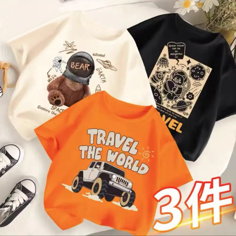 Children's T-Shirts Set 3 Pcs Summer 2024 - Image 22