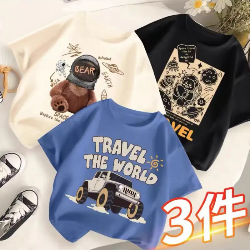 Children's T-Shirts Set 3 Pcs Summer 2024 - Image 23
