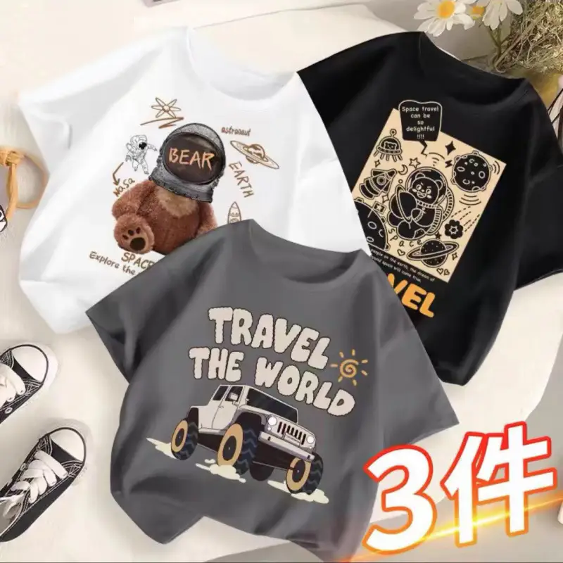 Children's T-Shirts Set 3 Pcs Summer 2024 - Image 24