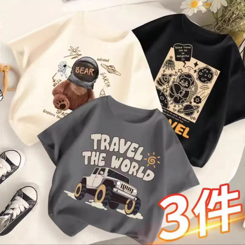 Children's T-Shirts Set 3 Pcs Summer 2024 - Image 25