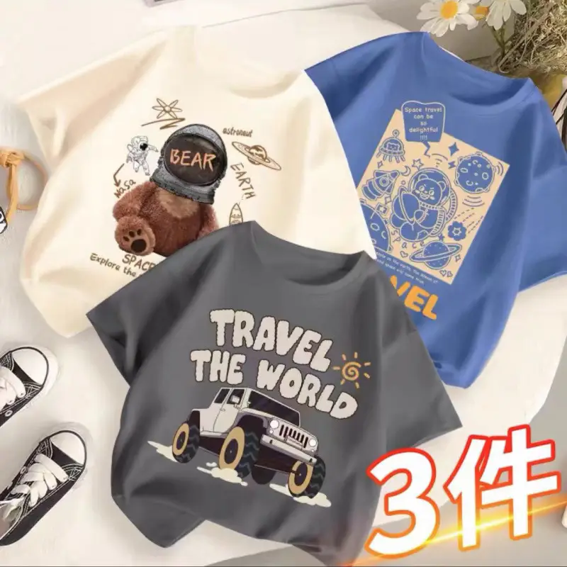 Children's T-Shirts Set 3 Pcs Summer 2024 - Image 26