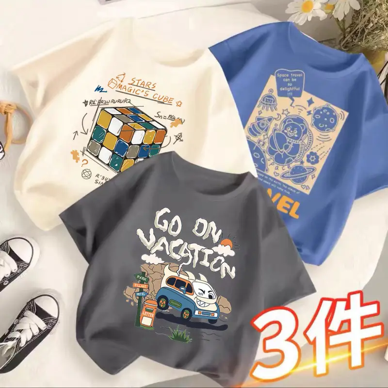 Children's T-Shirts Set 3 Pcs Summer 2024 - Image 4