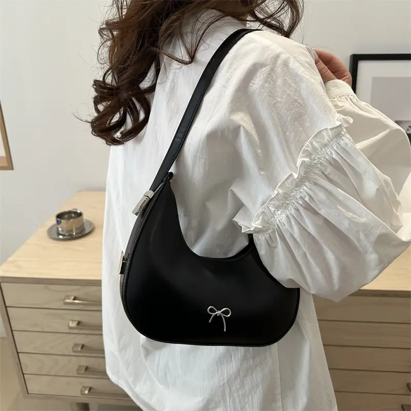 Women's Brown Leather Shoulder Bag with Bow Detail - Image 6