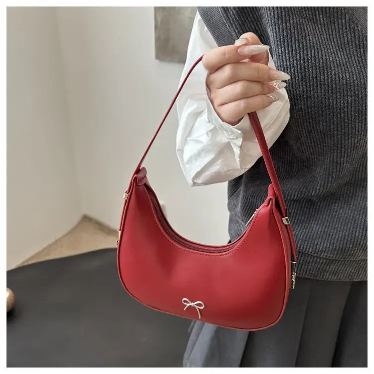 Women's Brown Leather Shoulder Bag with Bow Detail — feature 14
