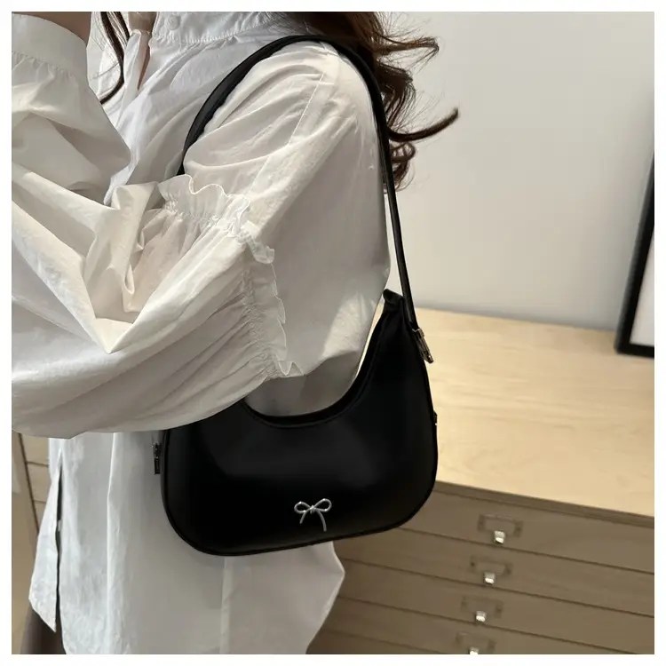 Women's Brown Leather Shoulder Bag with Bow Detail — feature 30