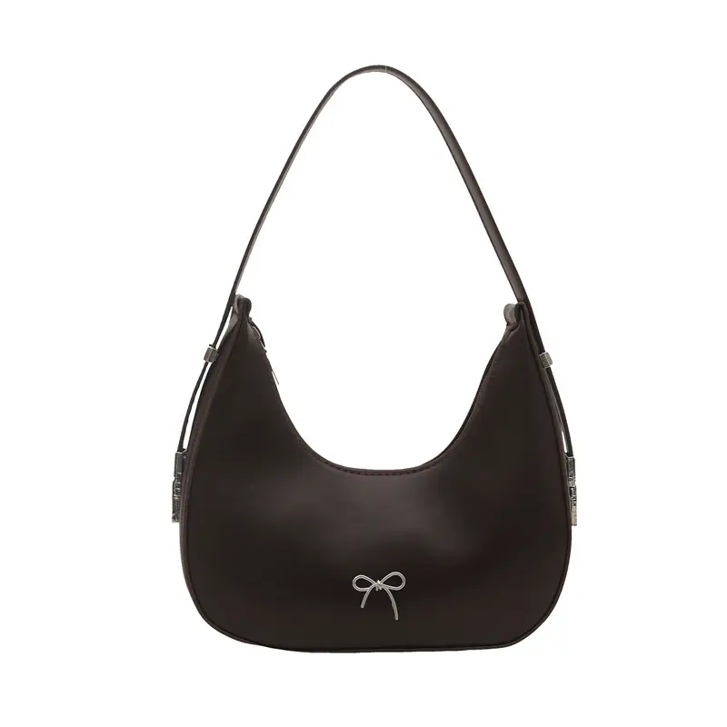 Women's Brown Leather Shoulder Bag with Bow Detail - Image 3